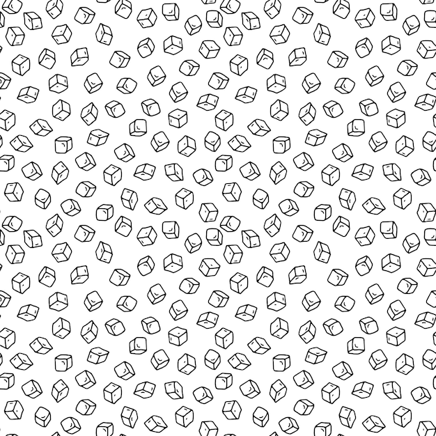 Vector seamless pattern with hand drawn ice cubes randomly placed on blue background Simple funny repeatable backdrop