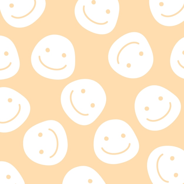 Vector seamless pattern with happy faces