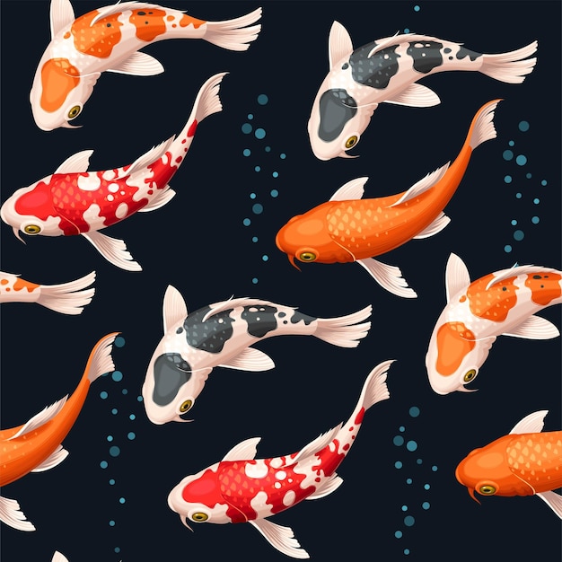 Vector seamless pattern with koi fish