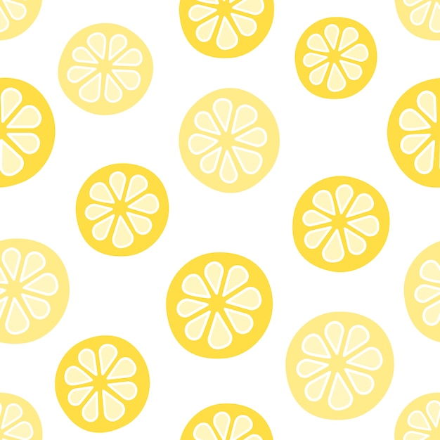 Vector seamless pattern with lemons. cartoon style