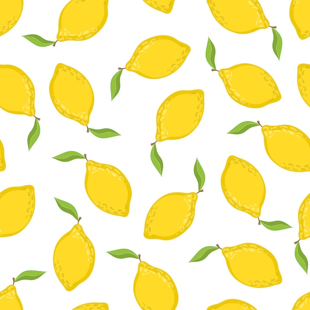 Vector seamless pattern with lemons drawn by hand Modern fruit pattern