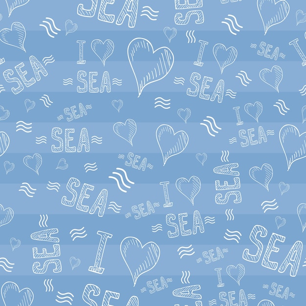 Vector seamless pattern with letters and hearts