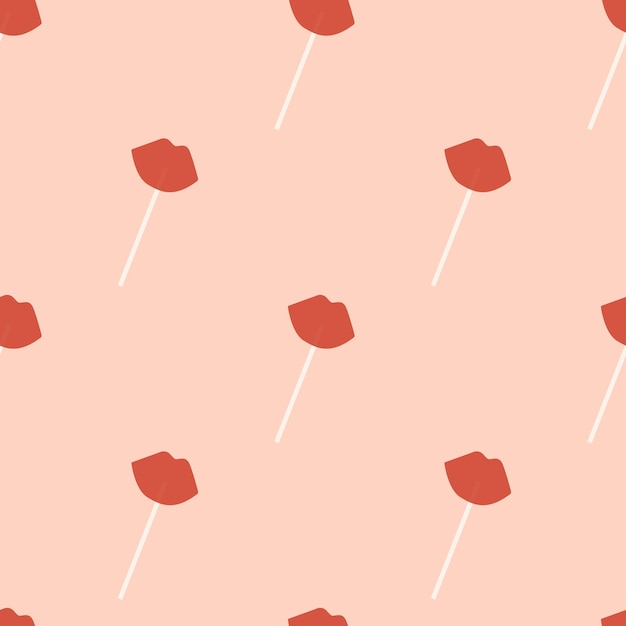 Vector seamless pattern with lip-shaped lollipops