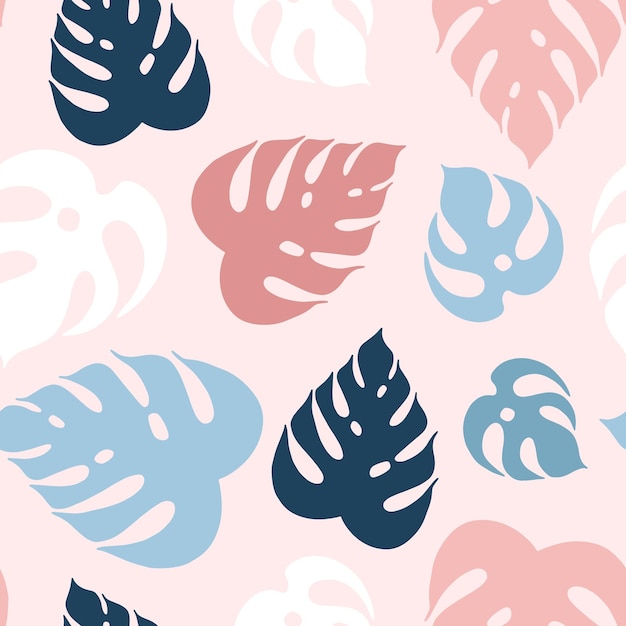 Vector seamless pattern with monstera