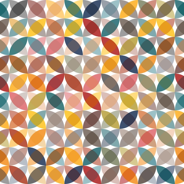 Vector seamless pattern with multicolored diagonal ovals leaves Geometric multicolored print