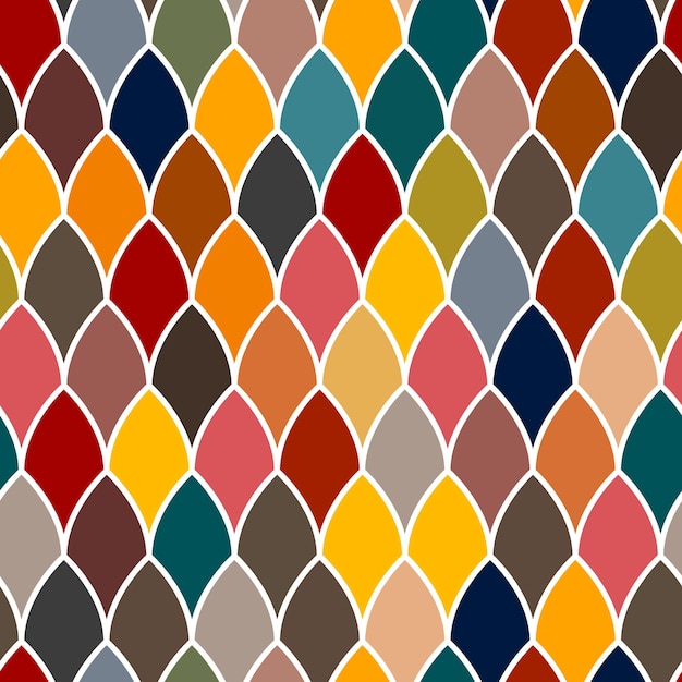 Vector seamless pattern with multicolored geometric ornament leaf tile