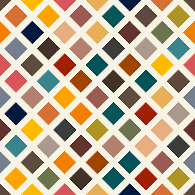 Vector seamless pattern with multicolored odered squeres rhombus Geometric multicolored print