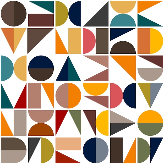 Vector seamless pattern with multicolored simple geometric shapes Minimalist geometric print