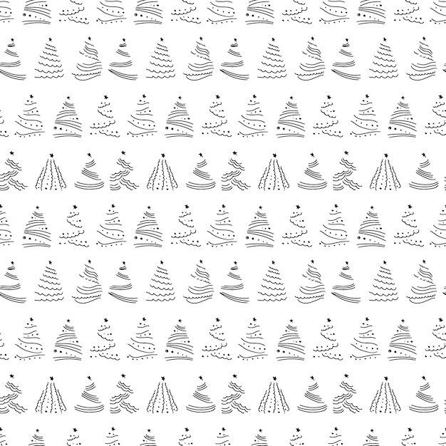 Vector seamless pattern with new year tree silhouettes Repeatable holiday backdrop Design for wrapping paper greeting cards ads promo and banners