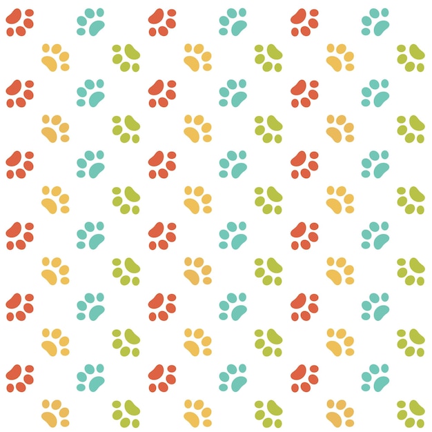 Vector seamless pattern with paw footprints