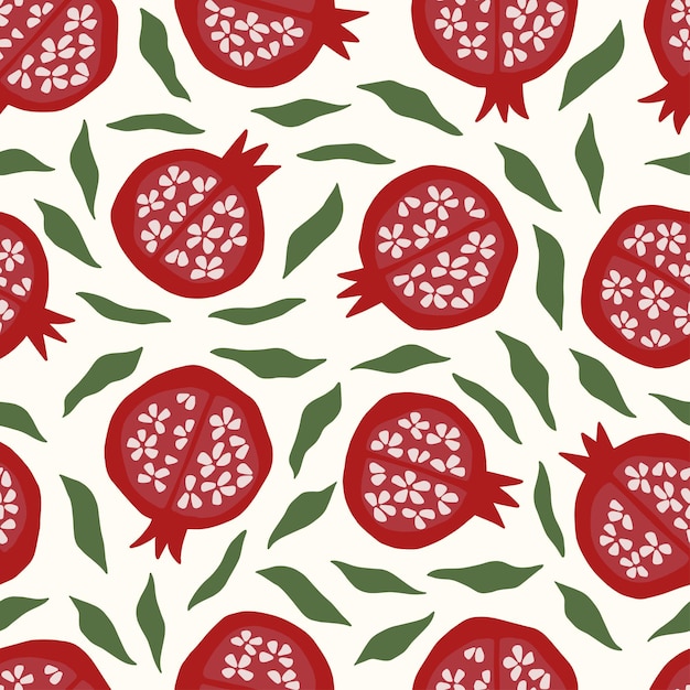 Vector seamless pattern with pomegranate