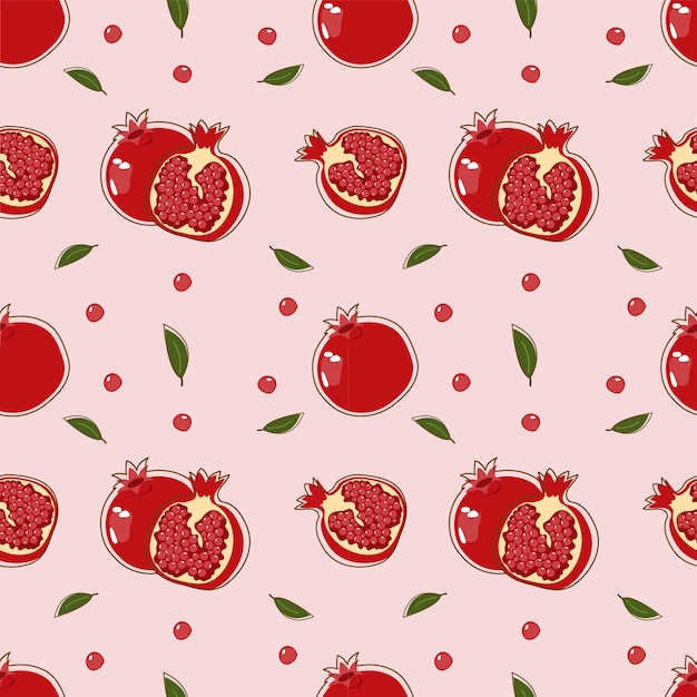 Vector seamless pattern with pomegranate