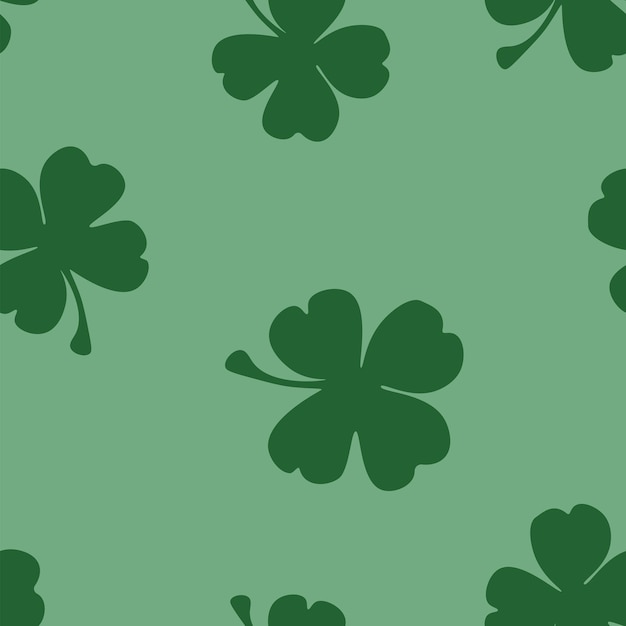 Vector seamless pattern with shamrocks. Green monochrome. St Patrick's day design.