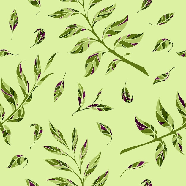 Vector seamless pattern with silhouettes of leaves Pattern of leaves