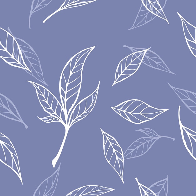 Vector seamless pattern with silhouettes of leaves