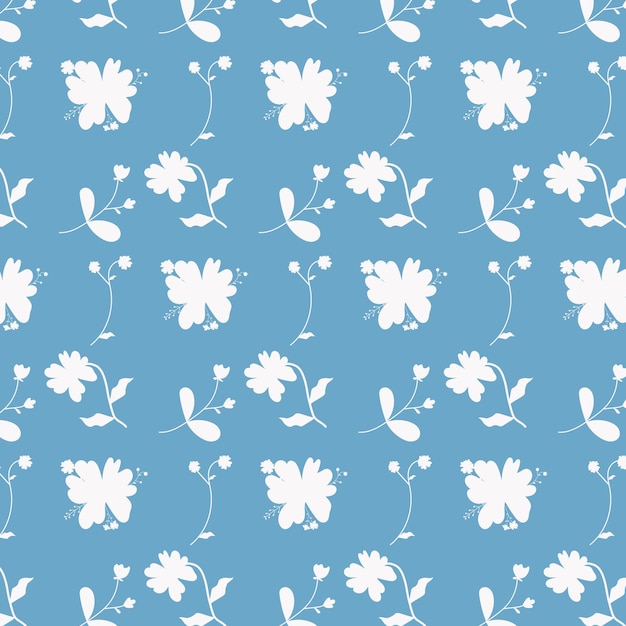 vector seamless pattern with simple white flowers and light background