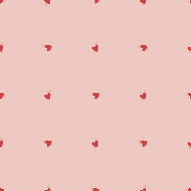 Vector vector seamless pattern with small red hearts on white backdrop. valentines day background. abstract geometric texture, repeat tiles. love romantic theme. minimal design for decor, textile, gift paper