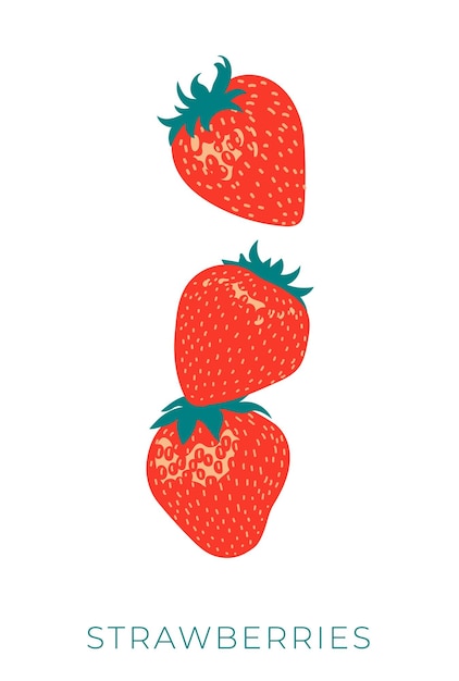 Vector seamless pattern with strawberries . Flat illustration