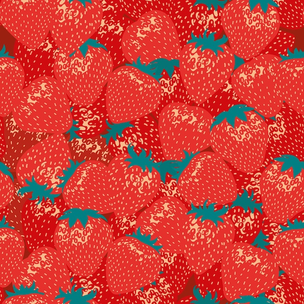 Vector seamless pattern with strawberries . Flat illustration