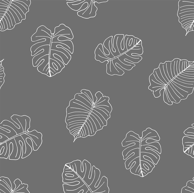 vector seamless pattern with tropical leaves