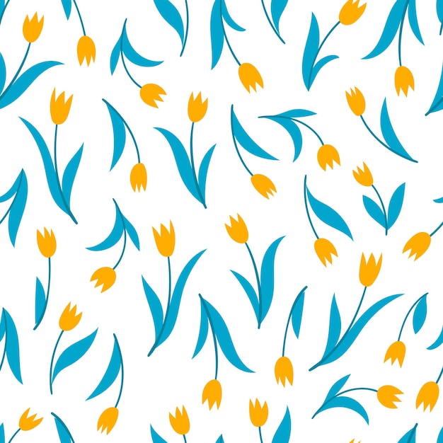 Vector seamless pattern with tulip on white background. Wallpaper used for magazine, textile, paper, greeting cards.