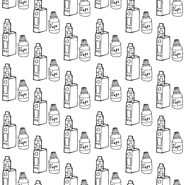 vector seamless pattern with vape equipment