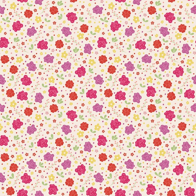 Vector seamless pattern with wildflowers in doodle style