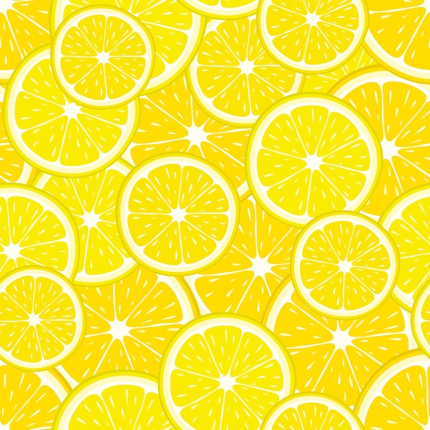 Vector seamless pattern of yellow lemon slices