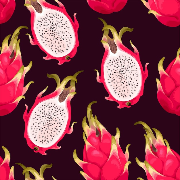 Vector seamless pttern with dragon fruits