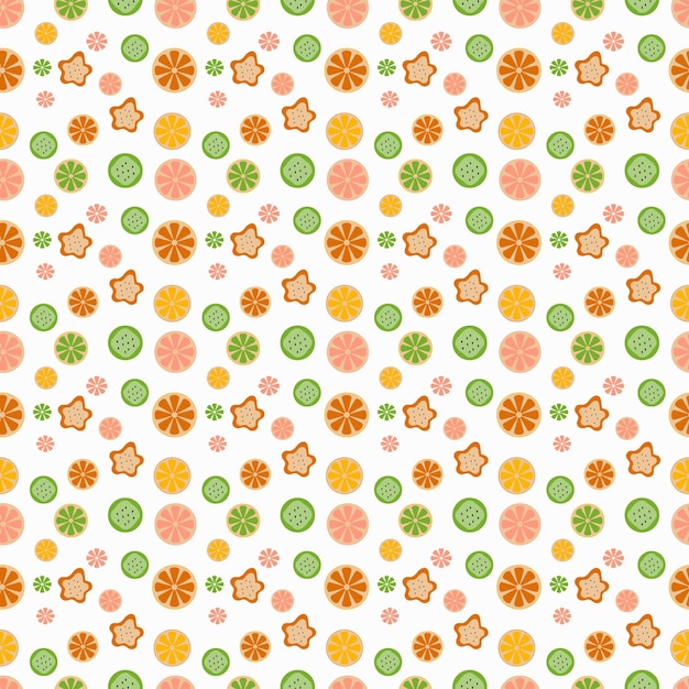 Vector seamless summer textile pattern with fruits