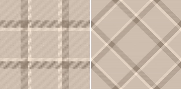 Vector seamless textile of fabric tartan pattern with a check background texture plaid set in coffee colors