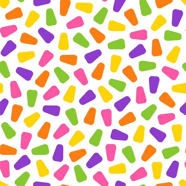 Vector seamless trendy pattern with colorful chaotic shapes Creative bright endless background