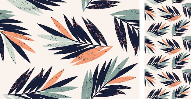 Vector seamless tropical pattern with palm leaves