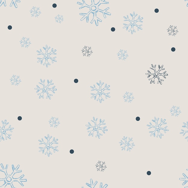 Vector Seamless Winter Pattern Backround of Snowflakes