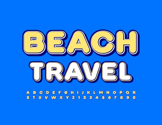 Vector seasonal promo Beach Travel Modern style Font Artistic Alphabet Letters and Numbers set