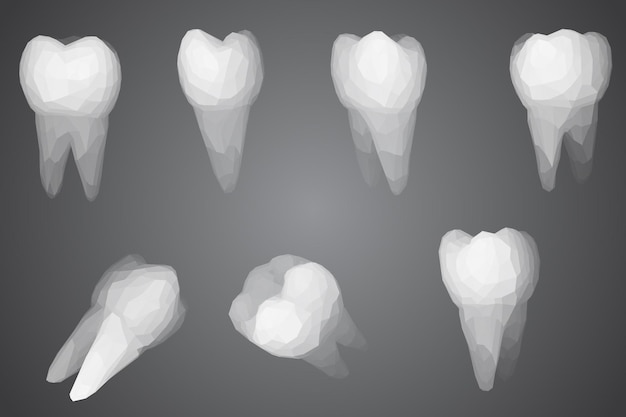 Vector set of 3d teeth for dental medicine