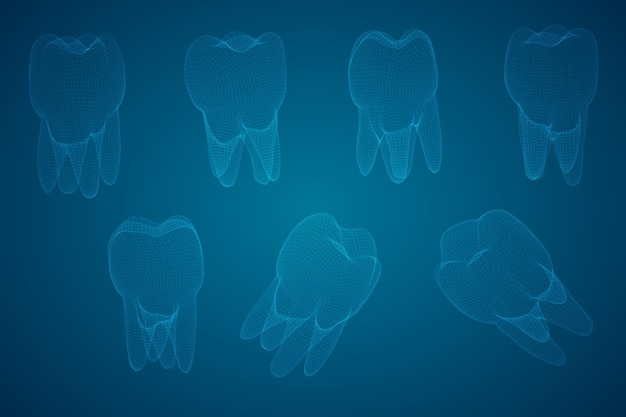 Vector set of 3d teeth for dental medicine