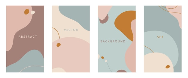 Vector set of abstract backgrounds  vibrant banners with lines and oval shapes