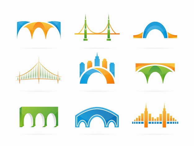 Vector set of abstract bridge connection logo