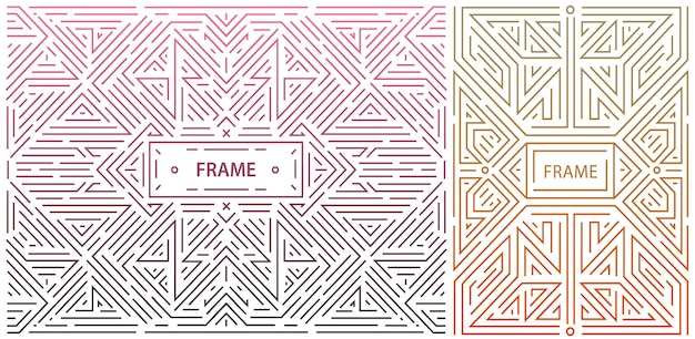 Vector set of abstract geometric design elements Luxury Vintage Artdeco decorations covers frames Linear style monogram geometric banners