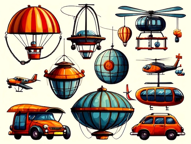 Vector Set of aerial objects isolated