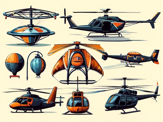 Vector Set of aerial objects isolated