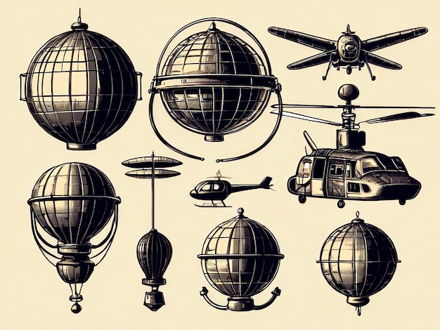 Vector vector set of aerial objects isolated