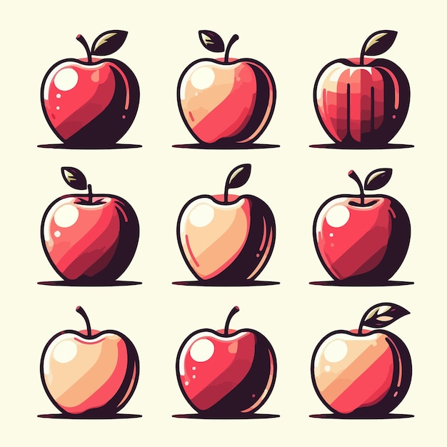 Vector set of apples in flat style