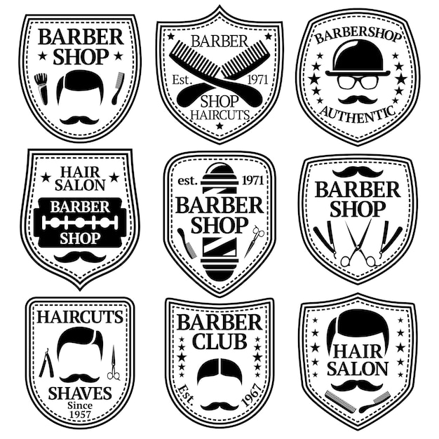 Vector vector set of barber labels for shops etc