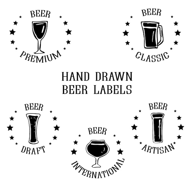 Vector set of beer icons Hand drawn bar icons collection