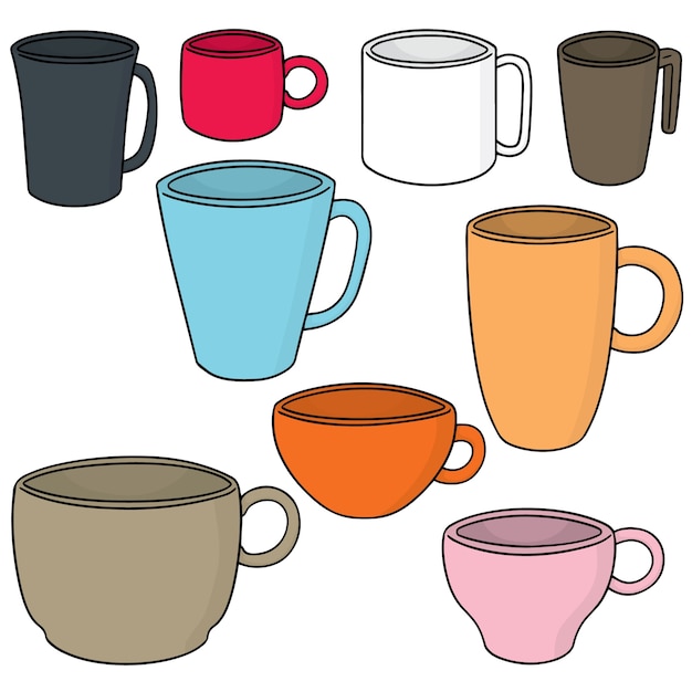 vector set of beverage cup