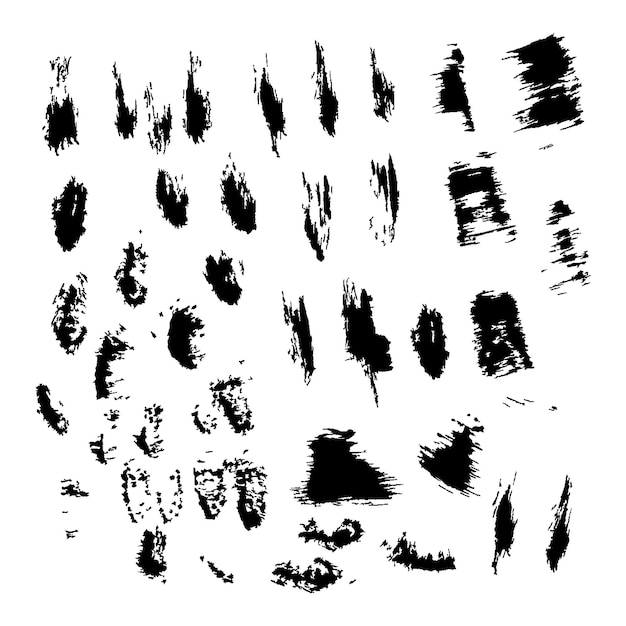 Vector set of black blood or ink splashes ink blots