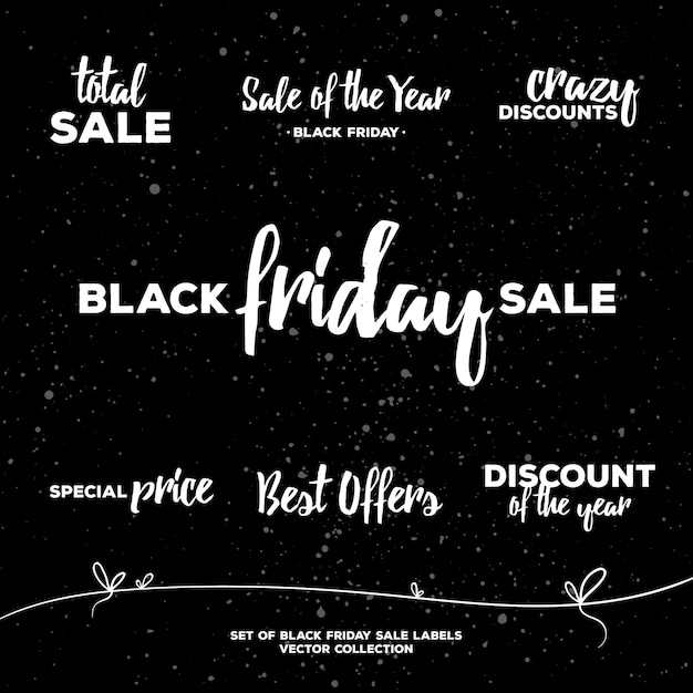 Vector set of black friday calligraphic designs badges and labels Sale lettering template