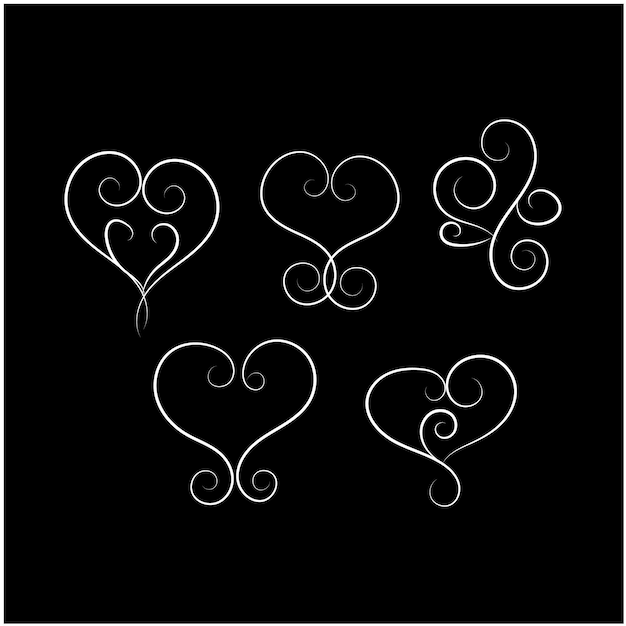 vector set of black hand drawn loop hearts